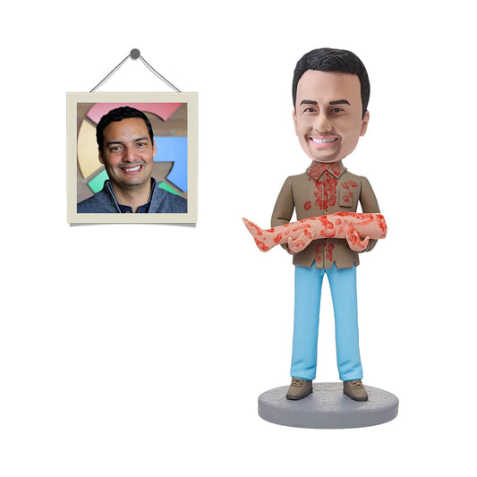 Custom Bobblehead Personalized Bobblehead Man Holding A Fish