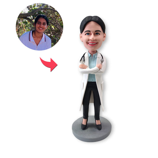 Custom Bobblehead Personalized Bobblehead Female Doctor In Lab Coat