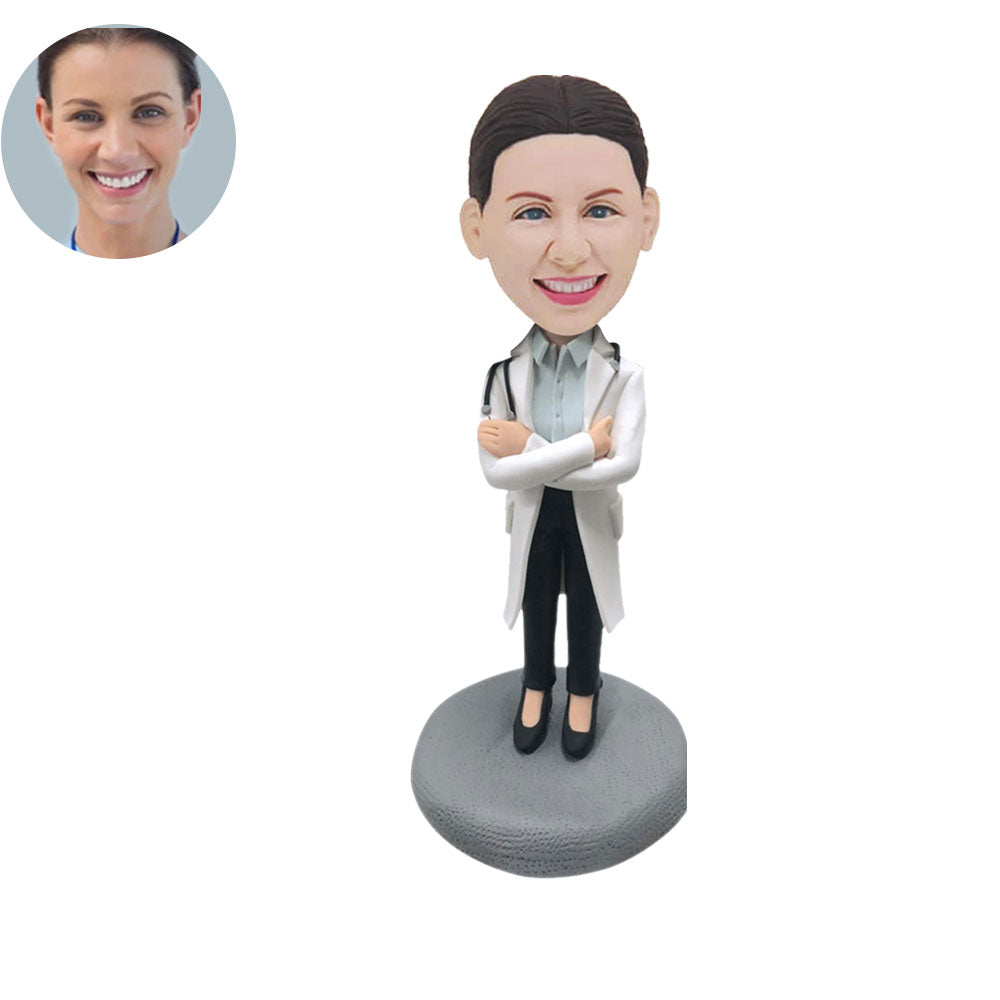 Custom Bobblehead Personalized Bobblehead Happy Female Doctor