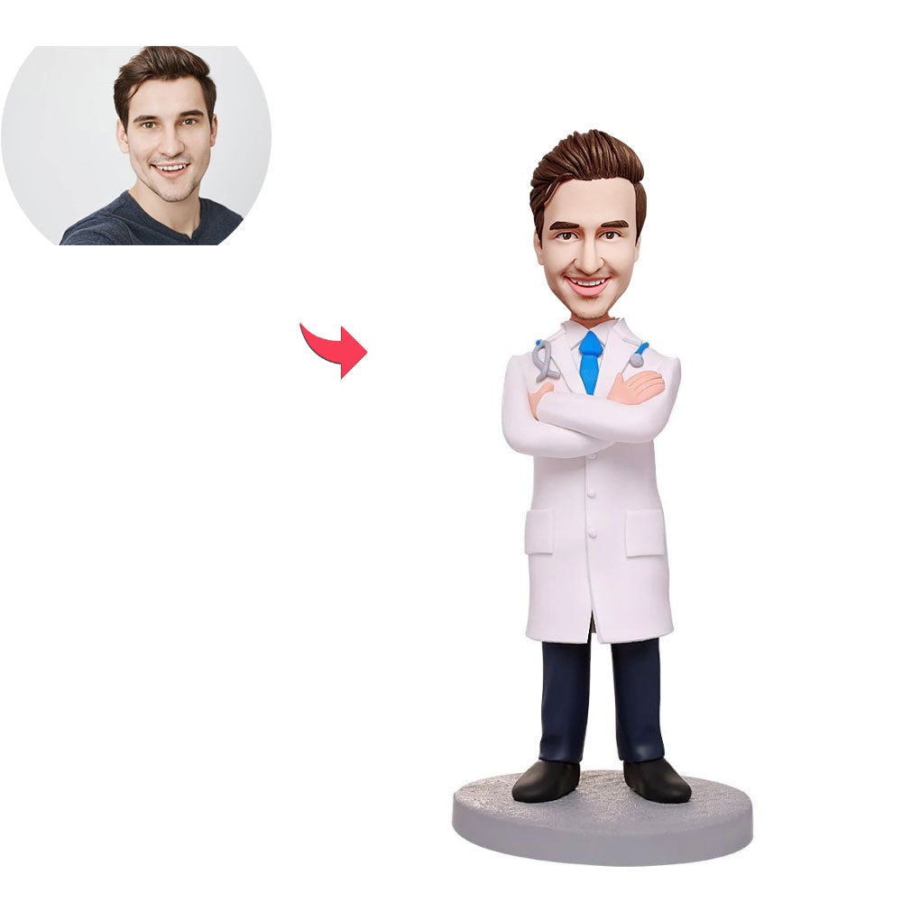 Custom Bobblehead Personalized Bobblehead Male Doctor With Arms Folded