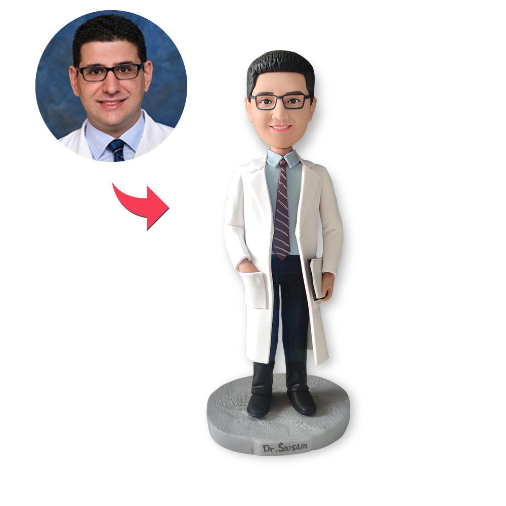 Custom Bobblehead Personalized Bobblehead Wise Doctor In Lab Coat