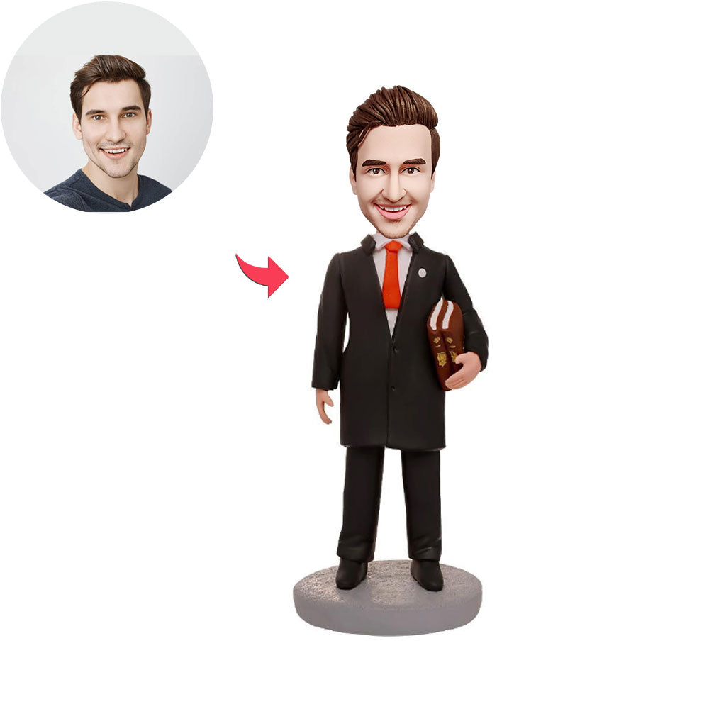 Custom Bobblehead Personalized Bobblehead Male Lawyer Holding A Book