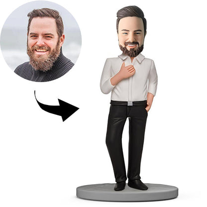 Custom Bobblehead Personalized Bobblehead Boss With A White Shirt